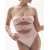 2024 Femmes 3D Florar One Piece Swimsuit Rose Fleur Hollow-o