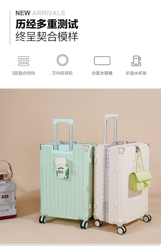 vali samsonite vải Vali đa năng dành cho nữ, khung nhôm, hộp đựng xe đẩy học sinh mới, vali mật khẩu chắc chắn bền bỉ cho nam, vali lên máy bay vali keo du lich cao cap vali samsonite