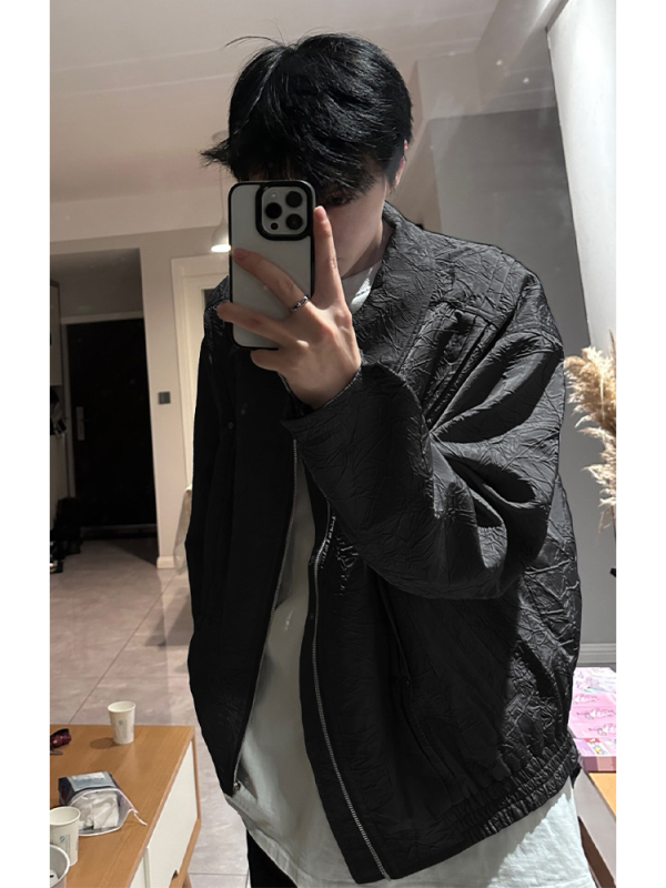 American Cleanfit Trendy Brand Jacket for Men, High Street Niche Pleated Design, Aviator Baroque Style Cool Jacket