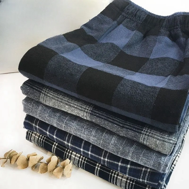 1.0-150kg Plus Size Men's Pajama Pants Autumn and Winter Long Pants Home Loose Comfortable Casual Plaid Lounge Pants