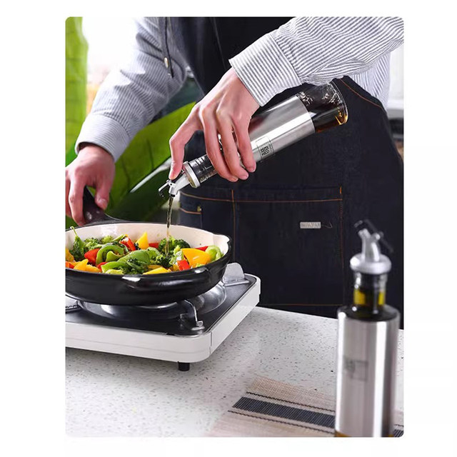 Swiss Joico Glass Leak-Proof Seasoning Bottle Set for Kitchen, Household and Commercial Use, Stainless Steel Oil Pot, Vinegar Pot, Sesame Oil Bottle