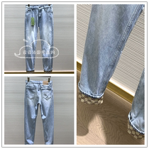 French direct mail Gucci Gucci new casual mens straight folding presbyopic denim trousers for men and women