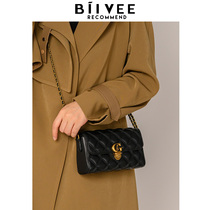 Belle BIIVEE Black Chain Bag Small Fragrant Style Diamond Underarm Bag 2024 Trendy Texture Versatile Shoulder Crossbody