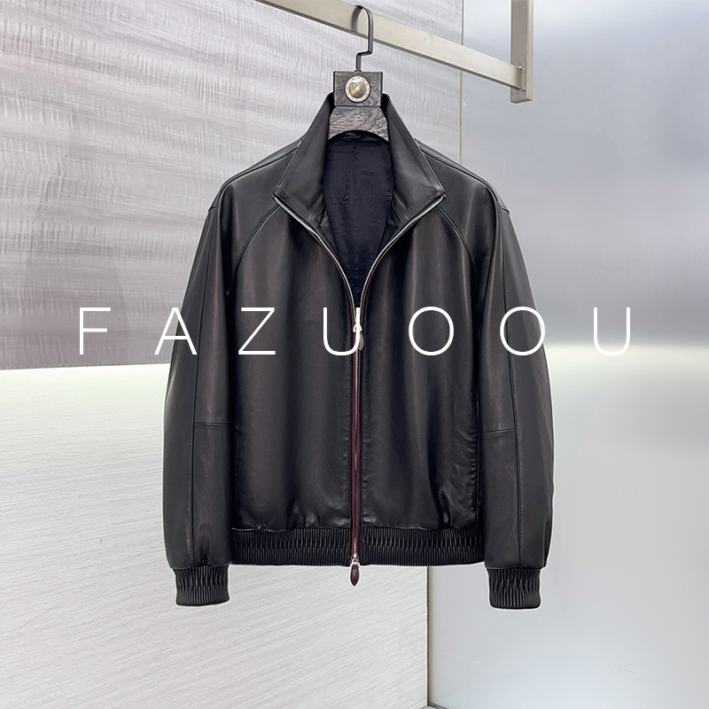 Fazuoou New Model Imported Goat Leather Men's Genuine Leather Jacket with Raglan Sleeves, Casual and Stylish Fazuoou New Model Imported Goat Leather Men's Genuine Leather Jacket with Raglan Sleeves, Casual and Stylish