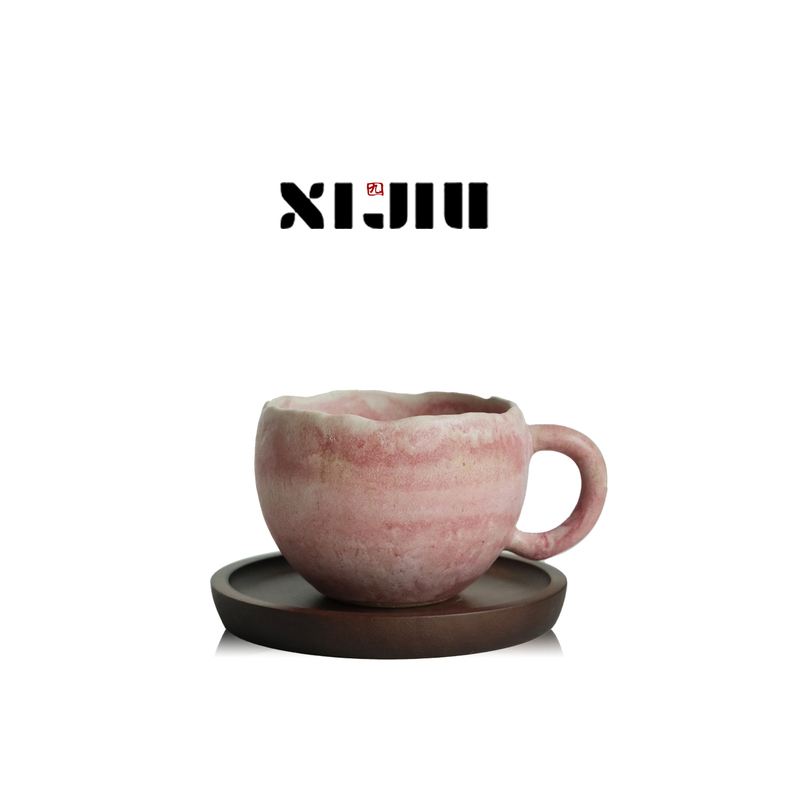 Xijiu · Designer Exquisite and Creative Underglaze Color High-Value Coffee Cup Pink Cherry Planet Cup Egg Cup