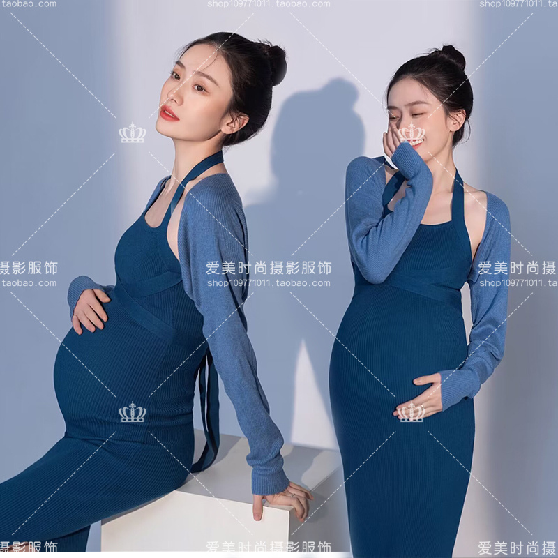23 New Style Maternity Photo Clothing Studio Blue Slim-Fit Knitted Suit Dress P Art Photo Maternity Photography Clothing 23 New Style Maternity Photo Clothing Studio Blue Slim-Fit Knitted Suit Dress P Art Photo Maternity Photography Clothing