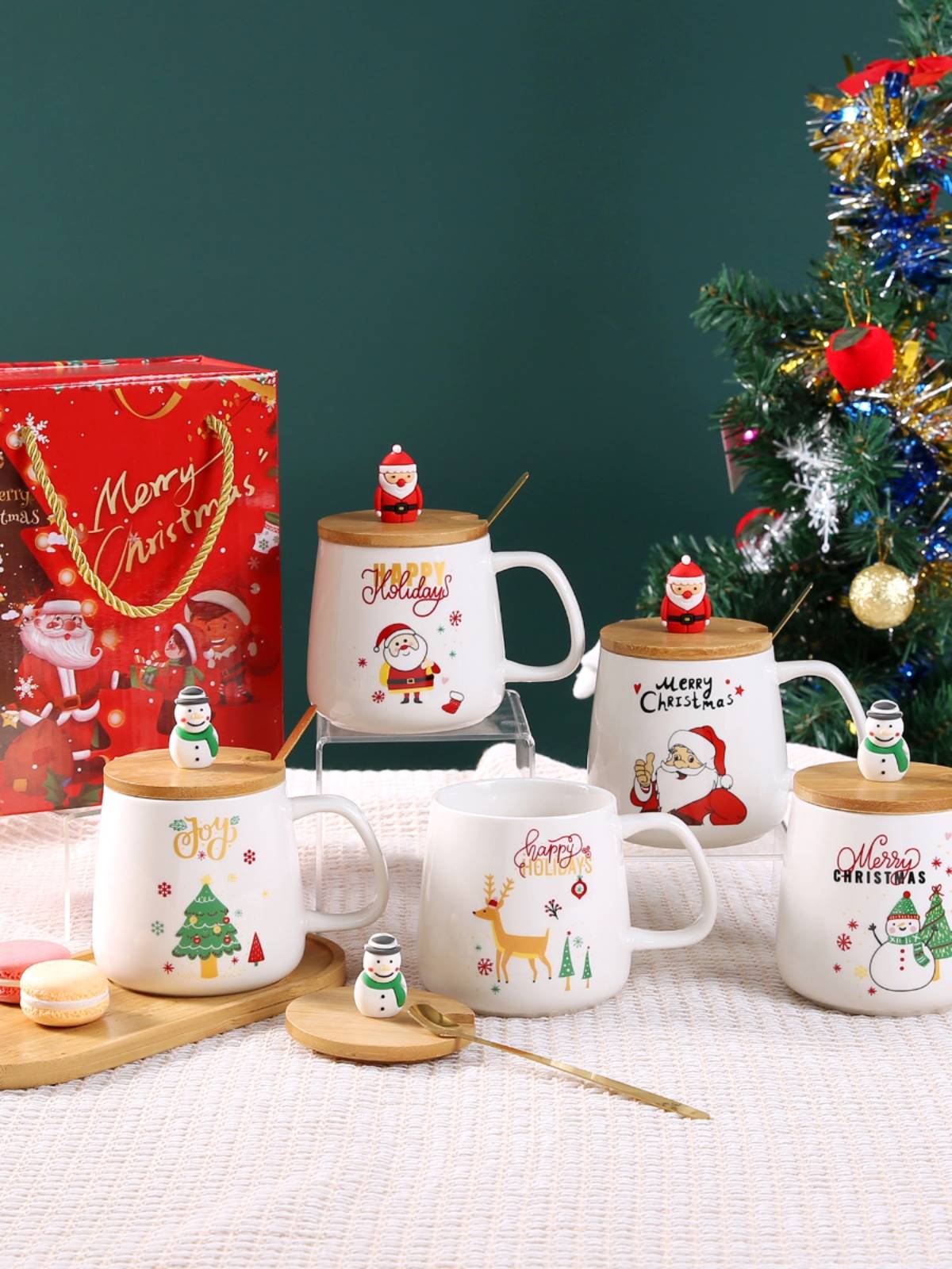 Cross border Christmas Ceramics Cup Festival Companion Gift Wedding Celebration Mark Cup Office Coffee Cup Courtesy of Logos-Taobao