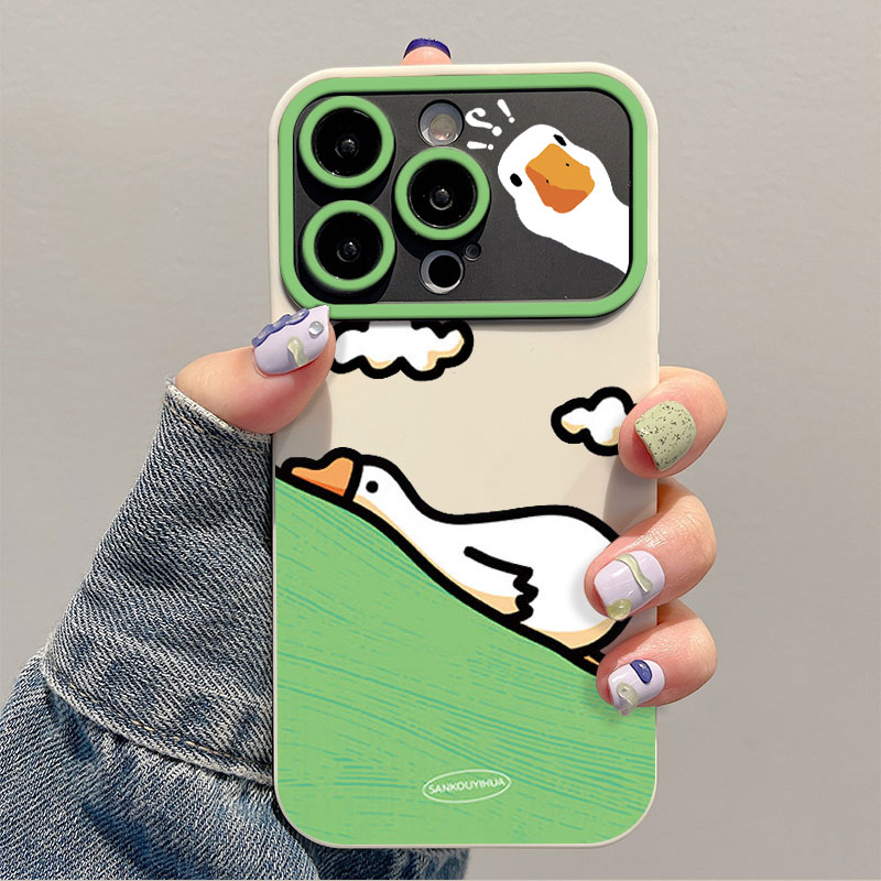 适用苹果14promax智能够机壳新款iphone13高级感11pro创意12趴着大鹅15pro卡通13pro可以够爱x男xs女16小众max软硅套