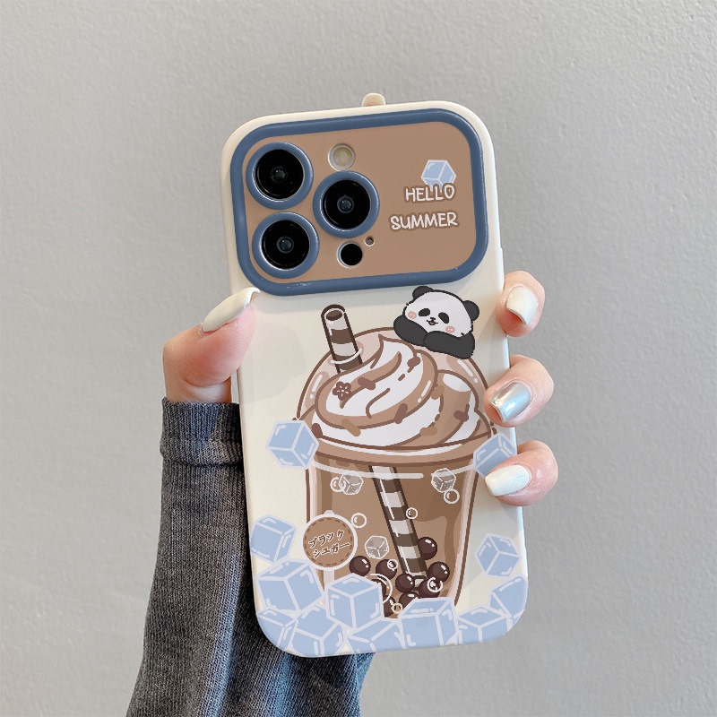 Suitable for Apple 15Promax Mobile Phone Case New iPhone 14 High-End 13Pro Pearl Milk Tea 12 Panda 11 Stylish 8Plus Cute 7 All-Inclusive X Men and Women XS Protection Xr Set Max