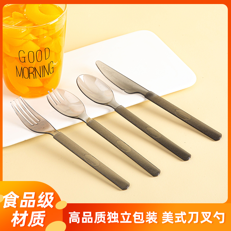 Thickened Disposable American-Style Spoons, Individually Packaged Cake and Pasta Forks, High-End Plastic Cutlery for Takeout