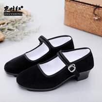 Ethnic dance shoes Jiaozhou Yangko shoes womens high heels Northeast Tibetan grade examination black cloth shoes dance shoes womens exam dance shoes
