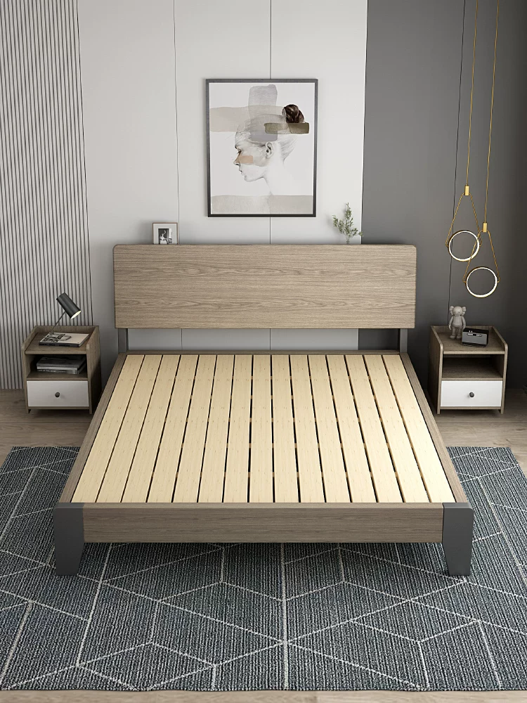IKEA кровать из массива дерева, современная минималистичная, кровать размер 1,5 метра, небольшая спальня, роскошь домашнего использования, двуспальная кровать, главная спальня 1,8 метров