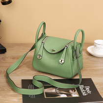 2024 new mini version of Lindy bag fashionable cross-body shoulder bag casual high-end first-layer cowhide saddle bag