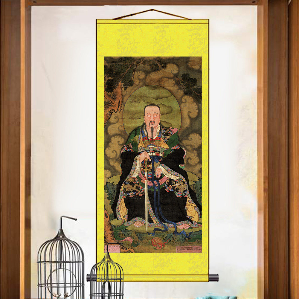 镇宅龟蛇图挂画卷轴画玄武国画竖版风水中式玄关客厅装饰画电表箱-淘宝