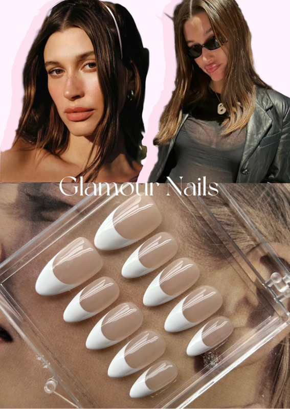 Hailey Satin Aurora French Manicure Handmade Wearable Nails Elegant European and American Style Manicure ins Detachable High-End