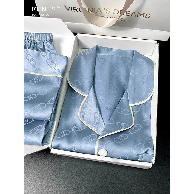 High-End Three-Piece Men's Pajamas, Summer Silk Men's Style, Spring and Autumn Silk Home Wear, Thin Mulberry Silk Set