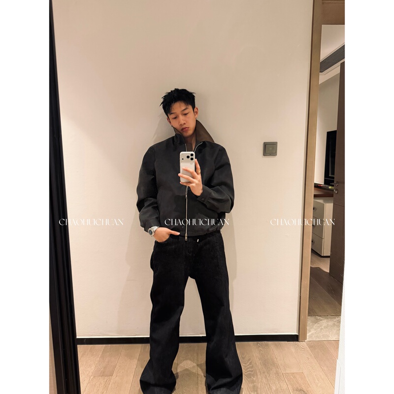 Super Stylish | British-Style Equestrian Color-Block Leather Collar Jacket with a Vintage Feel, Old Money Spring Jacket