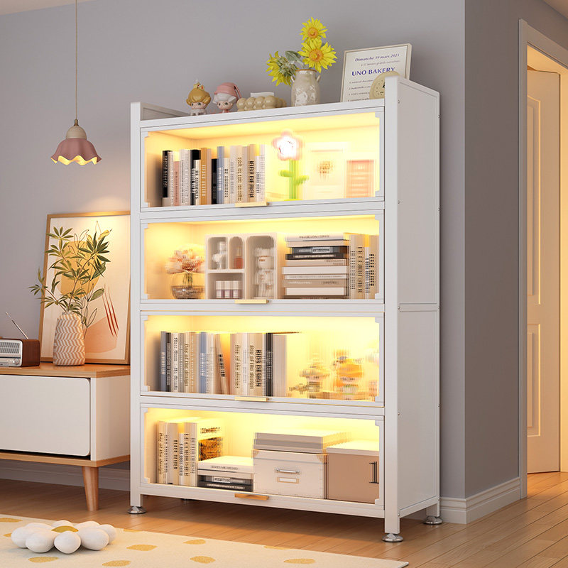 Dust-proof iron art turning door Home bookcase Living room Living room Bedrooms Multi-floor landing lockers Students book Toy Containing Cabinet-Taobao