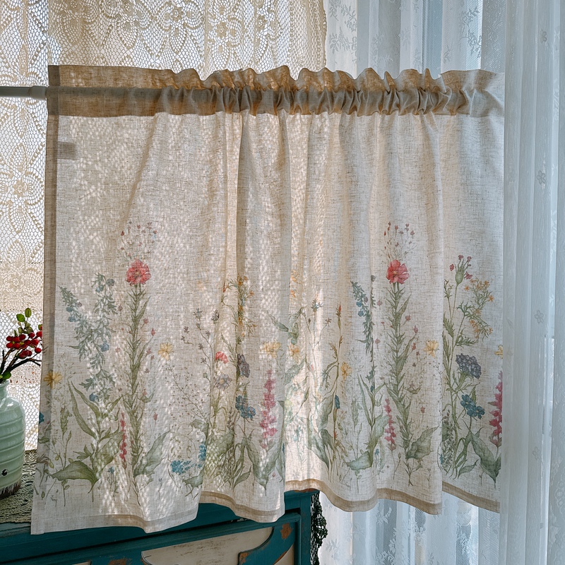 French Pastoral Style Linen Printed Finished Curtains, Door Curtains, Partition Curtains, Kitchen Balcony Bay Window Bathroom Blocking Curtains French Pastoral Style Linen Printed Finished Curtains, Door Curtains, Partition Curtains, Kitchen Balcony Bay Window Bathroom Blocking Curtains