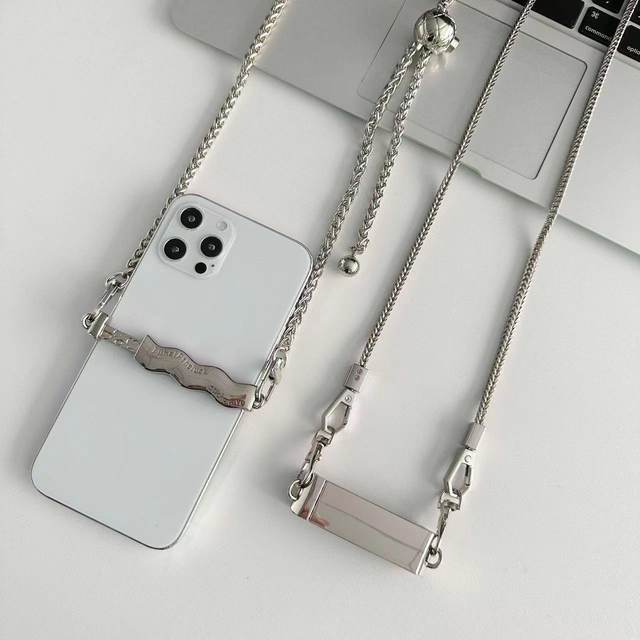 ins Metal Mobile Phone Clip Crossbody Lanyard Can Be Carried on the Back Chain Back Clip High-End Mobile Phone Chain Mobile Phone Case Hanging Neck Chain