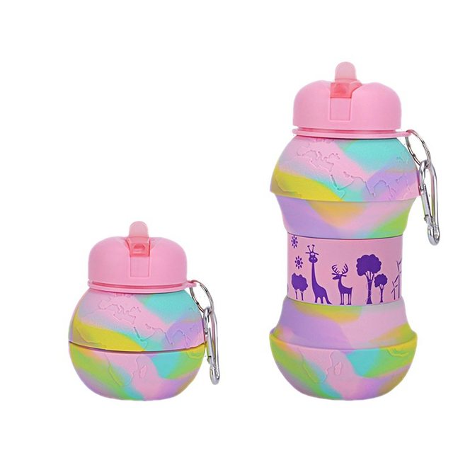 Children's Foldableable Water Cup Outdoor Sports Spherical Silicone Portable Creative Anti-Fall and Leak-Proof Food Grade Water Kettle Travel