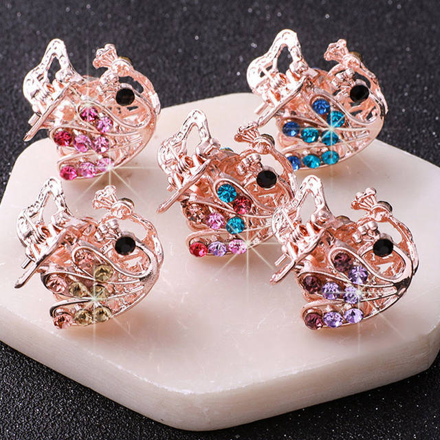 1 Piece Korean Style Small Claw Clip Hairpin Bangs Clip Rhinestone Top Clip Hair Accessory Adult Hair Ornament Hairpin for Women