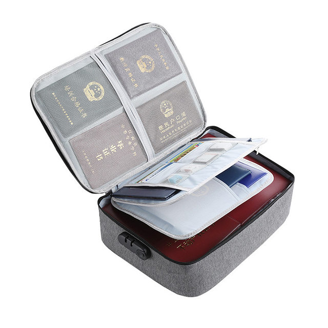 Treasure Box Storage Box with Lock Password Multi-Layer Document Cosmetics Bag Multi-Functional Credit Card Driver's License Important Documents