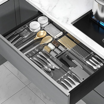 Japanese Drawer Compartment Storage Box Kitchen Retractable Partition Cutlery Box Household Stationery Cosmetics Storage Box