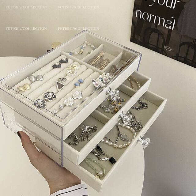 Jewelry Storage Box with Large Capacity for Earrings, Ear Studs, Necklaces, and Accessories, High-End and Exquisite, 2025 New Model Jewelry Box