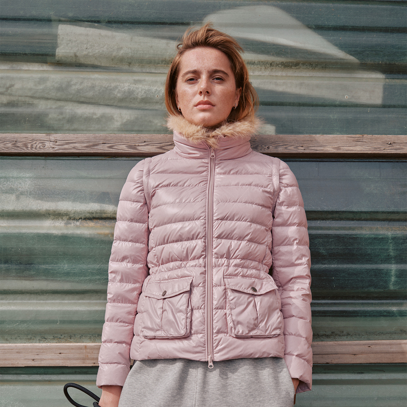 Swaysway Winter Pasture Detachable Fur Collar Waist-Cinching Lightweight Ribbed Goose down Jacket Vest