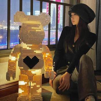 Assembling Violent Bear Building Blocks, Building Block Bear Toy, Girl Series, High Difficulty, Large Ornament, Extra Large Size, Chinese Valentine's Day, Living Room