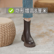 227-7 Martin boots for women 2024 new summer thin brown breathable spring and autumn thick-soled short boots with increased mid-calf boots