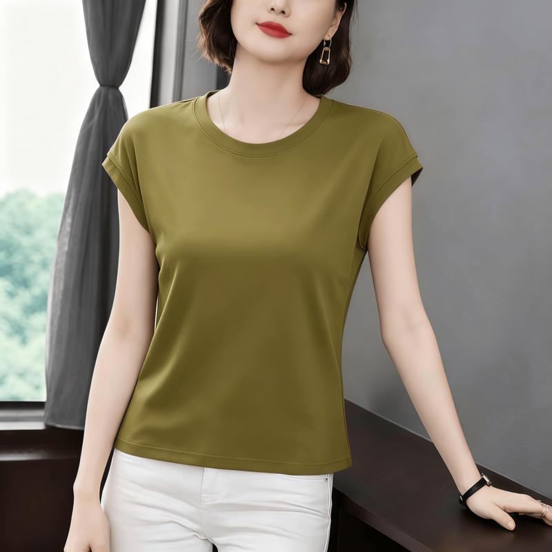 Solid Color High-End Modal Sleeveless T-Shirt for Women, New Summer Style, Loose Fit, Slimming Raglan Short-Sleeve Base Top, Trendy Solid Color High-End Modal Sleeveless T-Shirt for Women, New Summer Style, Loose Fit, Slimming Raglan Short-Sleeve Base Top, Trendy