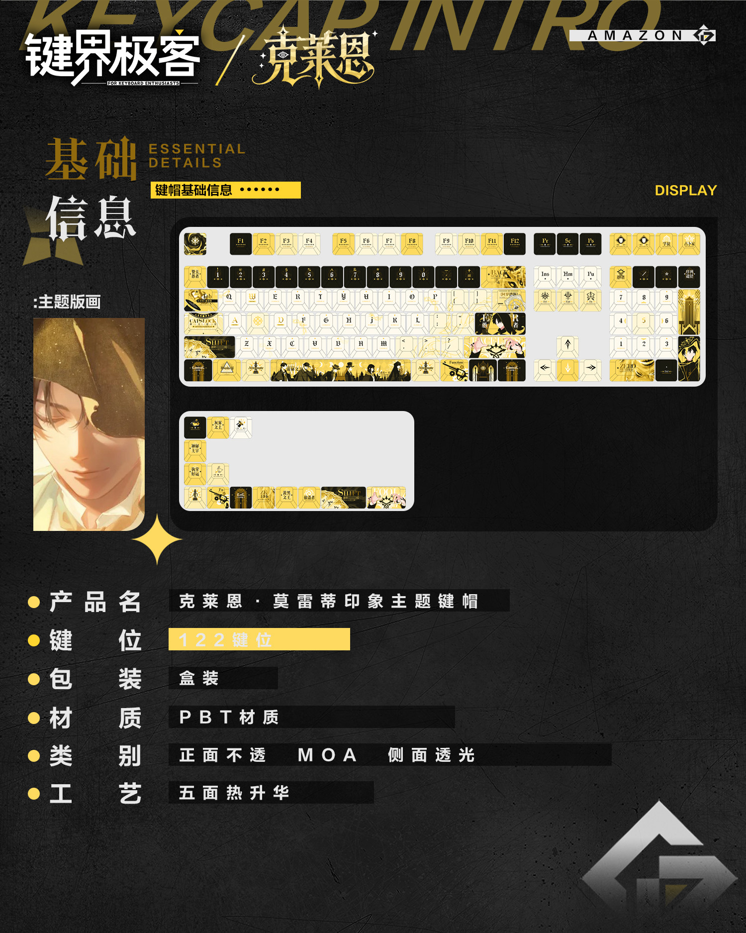 Lord of the Mysteries Klein Moretti fan-made keycap set detail image 06