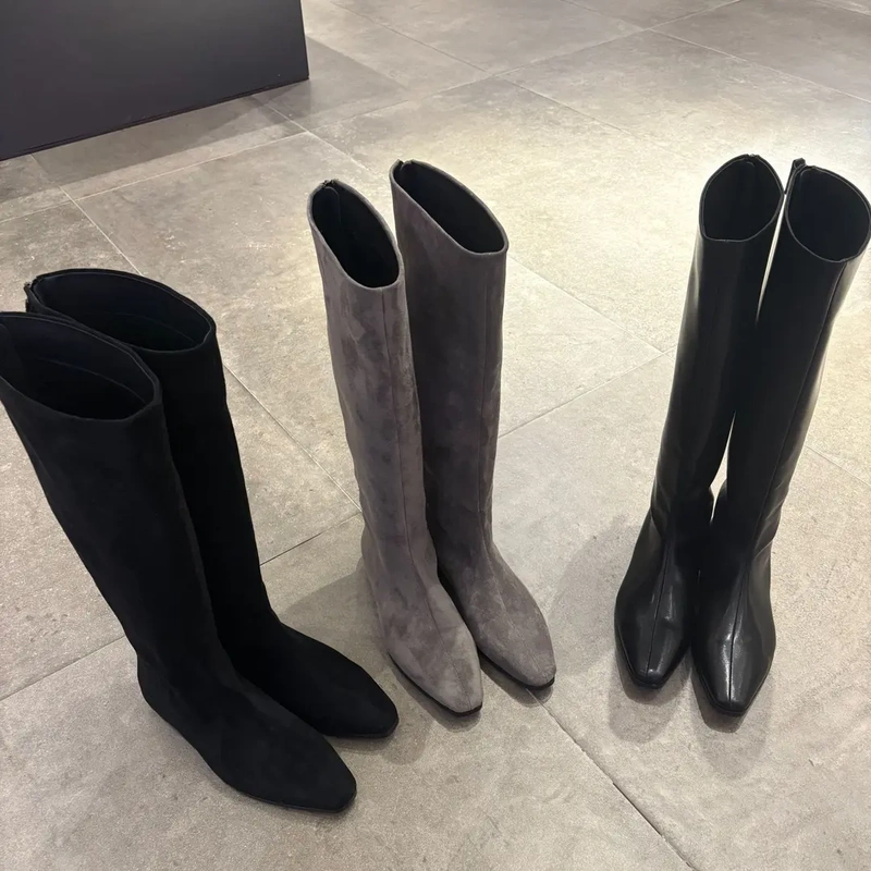 【Shuge】A Must-Have for Bloggers~ Pure Flat-Soled, Slimming Knee-High Boots That Are Below the Knee, Stylish and Versatile Long Boots