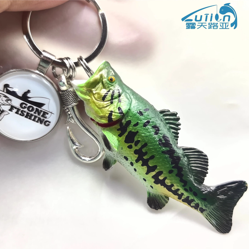 Fishing Keychain Gift Sea Fishing Platform Fishing Backpack Pendant Keychain Decoration Car Pendant Bass Fish Model