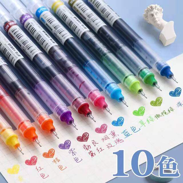 Colorful Direct Liquid Quick-Drying Gel Pen 0.5mm Needle Tip Cap-Type Rollerball Pen Multifunctional Gel Pen for Students