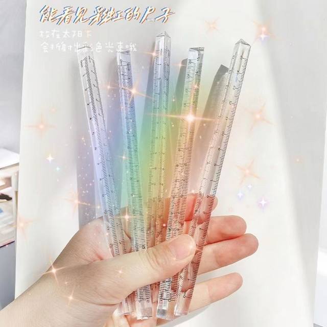 Three-Dimensional Triangular Ruler, Four-Corner Straight Ruler, Transparent Ruler, 15cm Plastic Student Triangle Ruler, Four-Sided Square Ruler, Surveying Ruler
