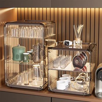 Cup storage rack tea cup tea set dustproof water cup desktop storage cabinet cup rack storage box storage display box