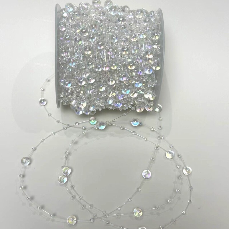 Colorful 8+3mm Starry Sky Fish Line Pearl Chain DIY Jellyfish Lamp Bead Chain Hair Accessory Material Handmade Bead Chain