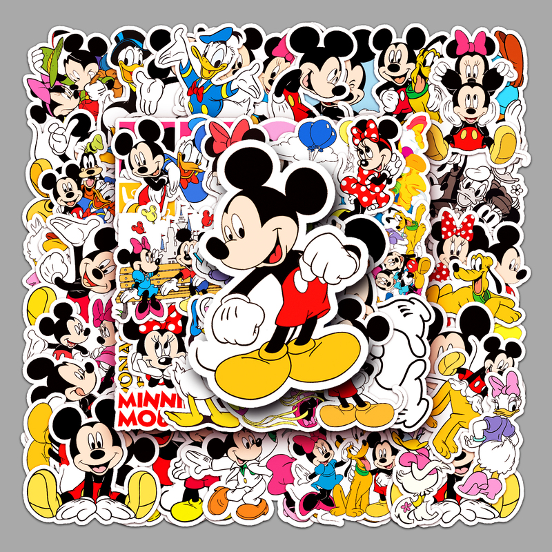 100 Mickey Mouse Stickers, Classic Animated Mickey and Minnie Cute Cartoon Patterns, Decorative Stickers for Refrigerators, Tablets, Guitars, Phones, Skateboards, Suitcases, Laptops, Bicycles, Waterproof Stickers