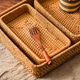 Retro Vietnamese handmade rattan rectangular buns storage basket snacks snack tray fruit basket