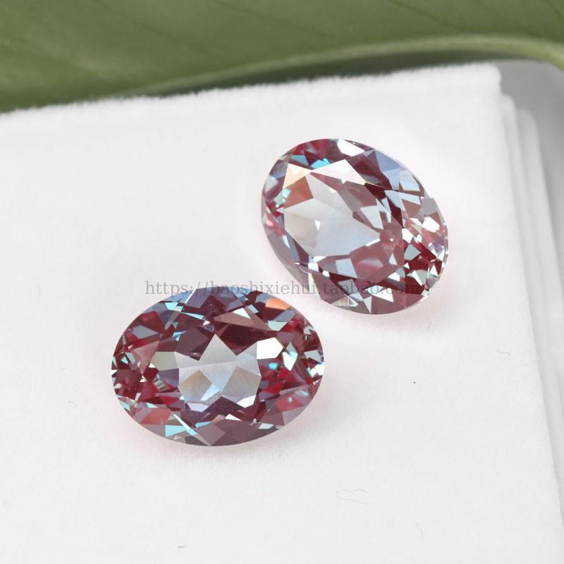 実験室で育成されたオーバルファセットアレキサンドライトジュエリーリングのセンターストーンカラージェムストーン