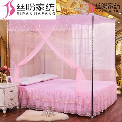 蚊帐1.2米1.5m1.8m床单双z人单门家用蚊帐不锈钢支架落地架门支架