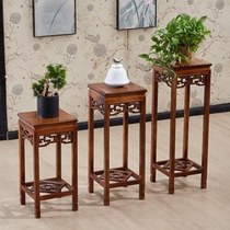 Bonsai base shelf carved solid wood flower stand flower stand for balcony living room floor-standing bonsai stand mahogany multi-layer