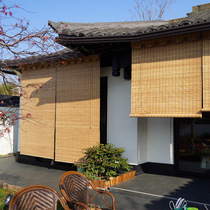 Customized outdoor roller blinds courtyard corridors pavilions sunshade curtains tea room B&B decorations waterproof bamboo curtains lifting partition curtains