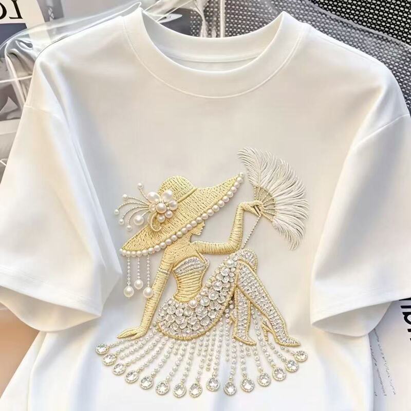 2026 Summer Retro Fashion Style Women's Printed T-Shirt Elegant Women's Pattern Print Round Neck Top Slimming and Versatile 2026 Summer Retro Fashion Style Women's Printed T-Shirt Elegant Women's Pattern Print Round Neck Top Slimming and Versatile