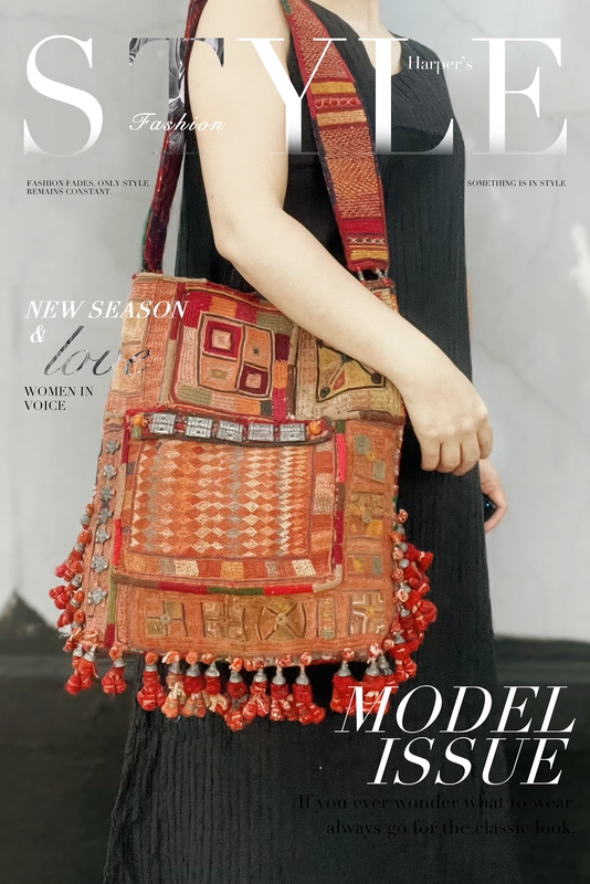 Old Colorful Embroidered Bag from Bangladesh, Old Embroidery Bag 002