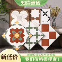 Nordic retro all-porcelain small tiles 400x400 restaurant bathroom tiles B&B coffee shop terrace floor tiles