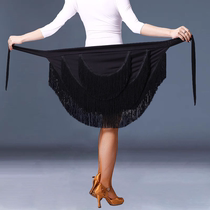 New Latin dance hip scarf for adult women irregular tassel half-length apron Latin dance skirt one-piece skirt costume